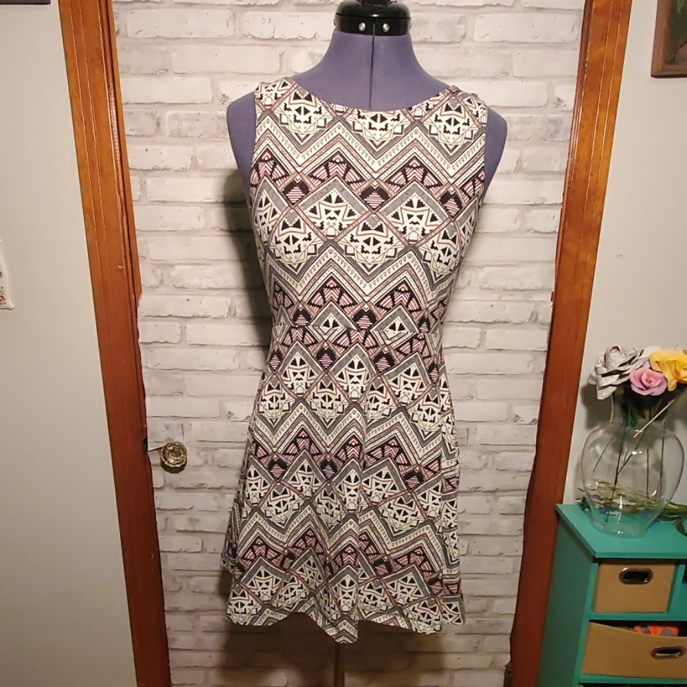 PINK Geometric Print Cotton Summer Dress